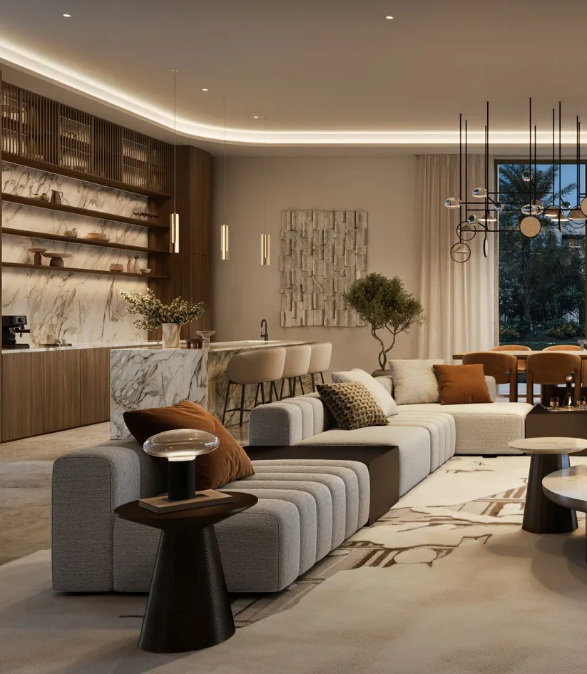 Warm open-plan residence at Lunaya Terraces
